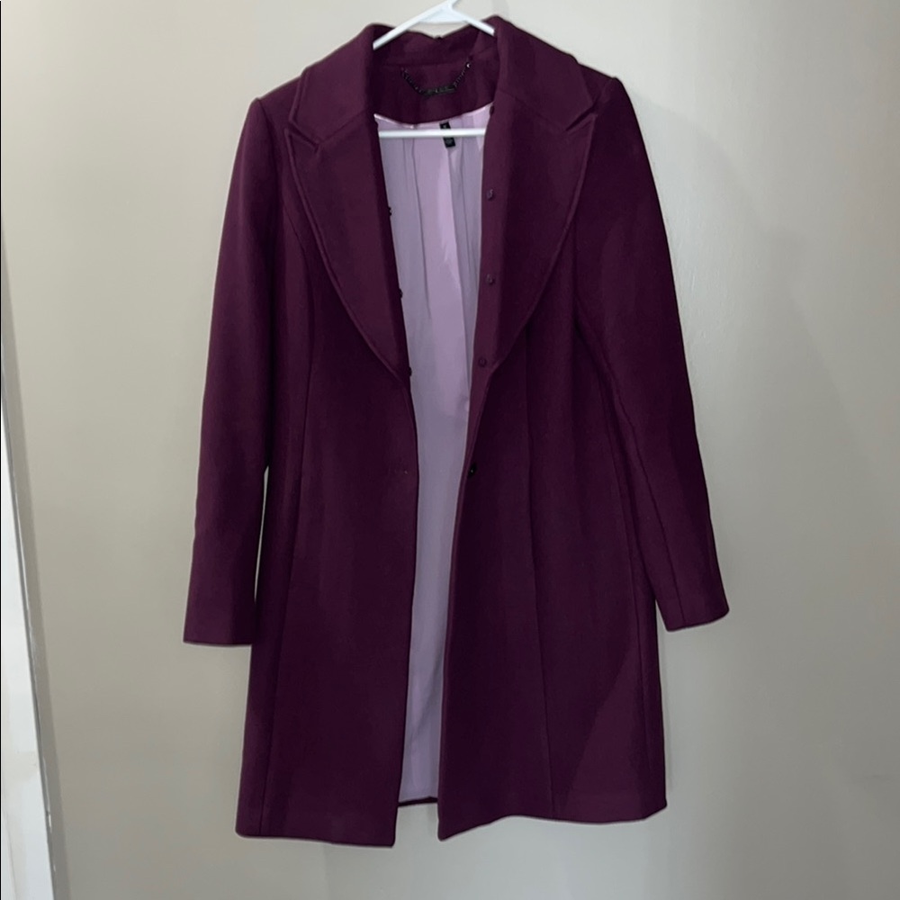 Purple Women's Dress Coat with removable faux fur